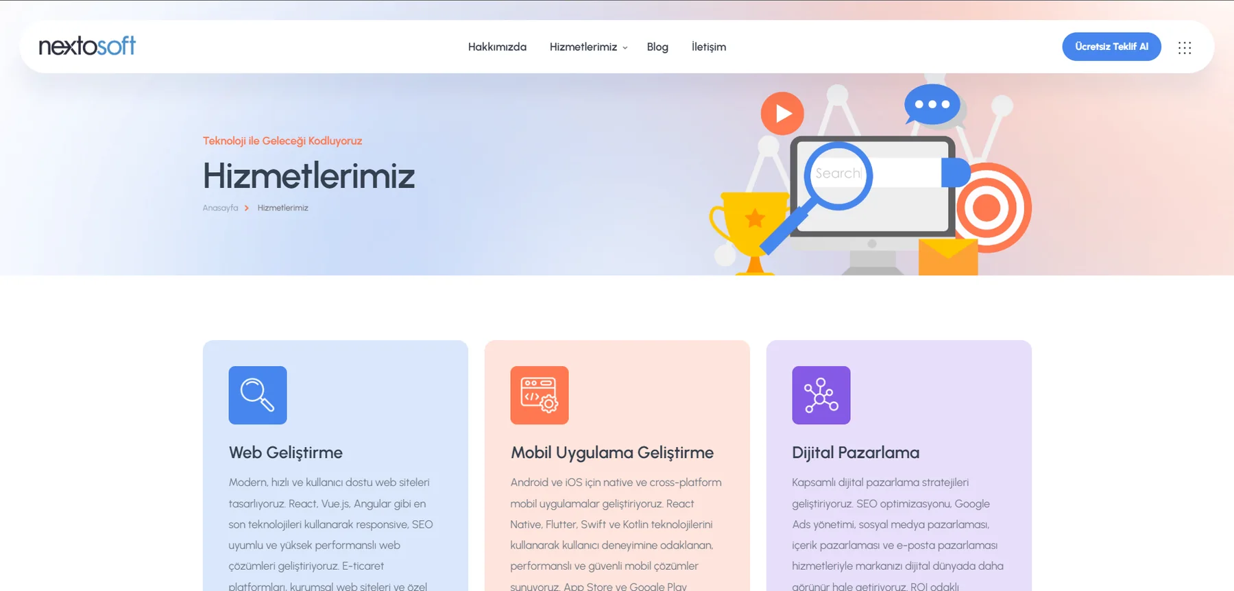 Nextosoft Kurumsal Web Platformu ekran görüntüsü 2