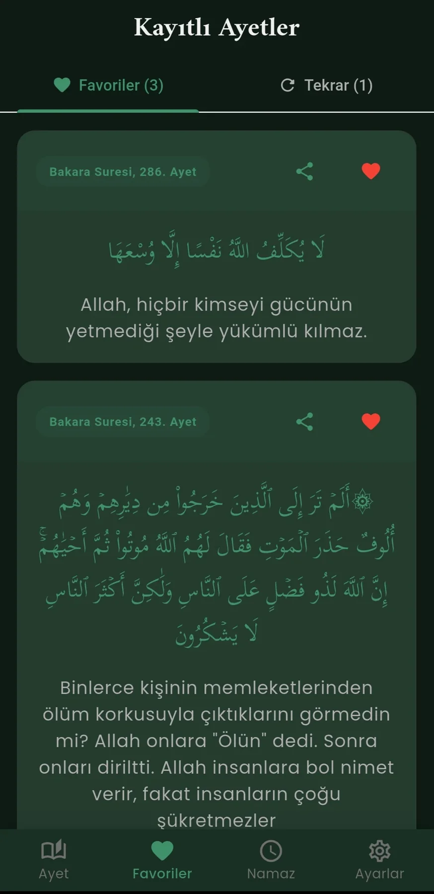 Her Gün Bir Ayet Mobil Uygulaması ekran görüntüsü 3