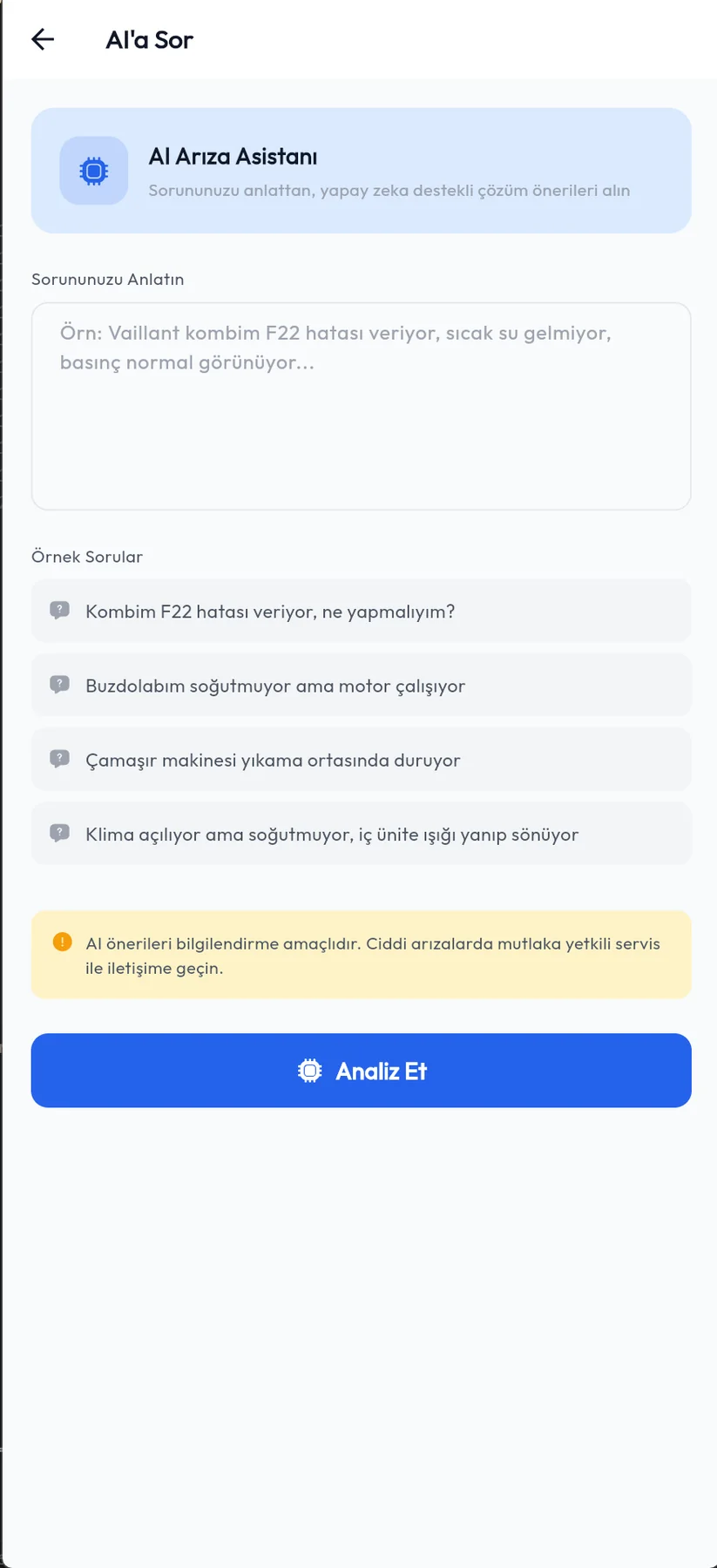 ArızamNe Akıllı Arıza Asistanı ekran görüntüsü 6